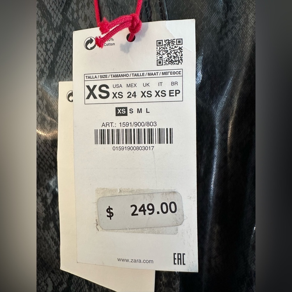 ZARA SURPLS XS City Chic Modern Snake Animal Pattern Wool Bl Belted Trench Coat - Picture 5 of 16